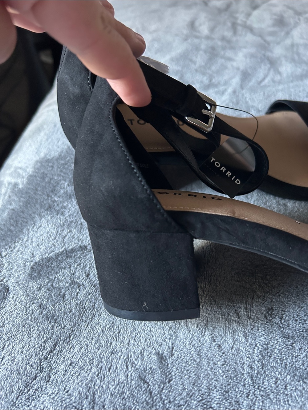 torrid Black Ankle Strap Block Heels with Single-Band Front - Picture 6 of 6